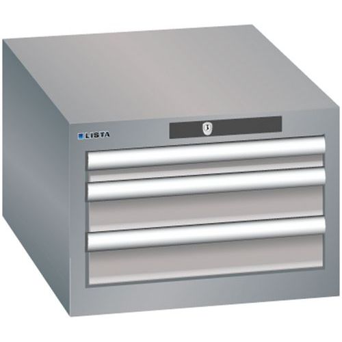 Szafki warsztatowe Lista z szufladami, 2 lub 3 szuflady - Szafka warsztatowa Lista z 3 szufladami, szaro-srebrna