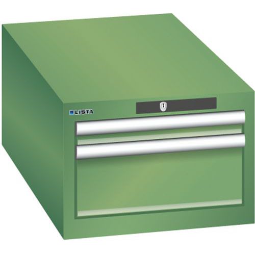 Szafki warsztatowe Lista z szufladami, 2 lub 3 szuflady, 411x725x283 mm - Szafka warsztatowa Lista, 2 szuflady: 1x50mm + 1x150mm, 411x725x283 mm, ziel
