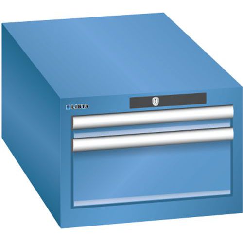 Szafki warsztatowe Lista z szufladami, 2 lub 3 szuflady, 411x725x283 mm - Szafka warsztatowa Lista, 2 szuflady: 1x50mm + 1x150mm, 411x725x283 mm, nieb