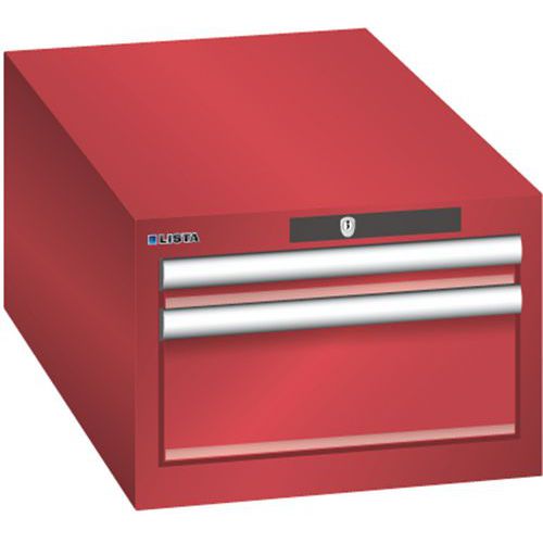 Szafki warsztatowe Lista z szufladami, 2 lub 3 szuflady, 411x725x283 mm - Szafka warsztatowa Lista, 2 szuflady: 1x50mm + 1x150mm, 411x725x283 mm, czer