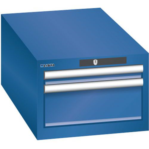 Szafki warsztatowe Lista z szufladami, 2 lub 3 szuflady, 411x725x283 mm - Szafka warsztatowa Lista, 2 szuflady: 1x50mm + 1x150mm, 411x725x283 mm, ciem