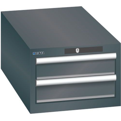 Szafki warsztatowe Lista z szufladami, 2 lub 3 szuflady, 411x725x283 mm - Szafka warsztatowa Lista, 2 szuflady: 2x100mm, 411x725x283 mm, czarna