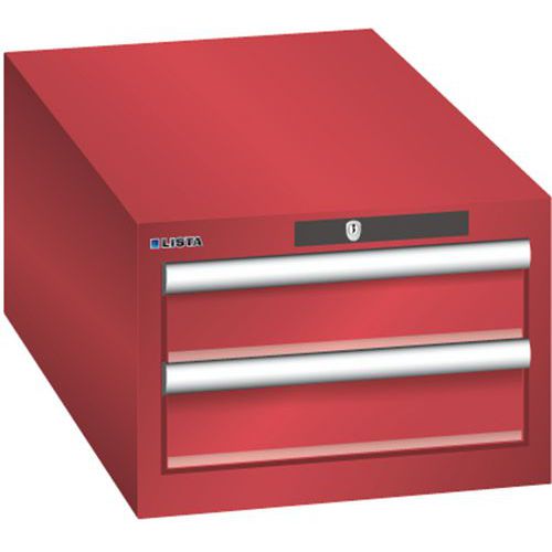 Szafki warsztatowe Lista z szufladami, 2 lub 3 szuflady, 411x725x283 mm - Szafka warsztatowa Lista, 2 szuflady: 2x100mm, 411x725x283 mm, czerwona