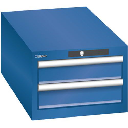 Szafki warsztatowe Lista z szufladami, 2 lub 3 szuflady, 411x725x283 mm - Szafka warsztatowa Lista, 2 szuflady: 2x100mm, 411x725x283 mm, ciemnoniebies