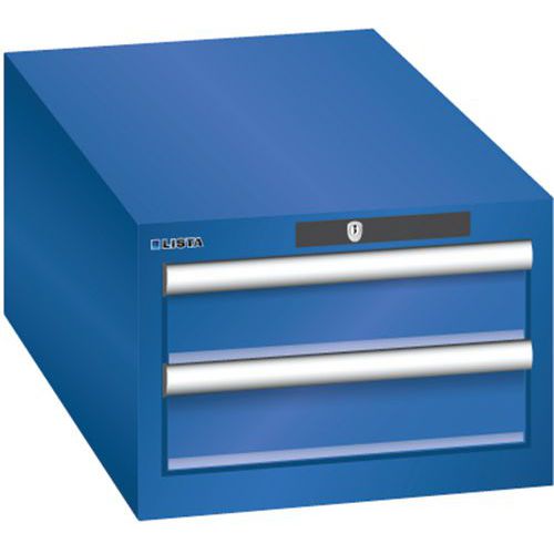 Szafki warsztatowe Lista z szufladami, 2 lub 3 szuflady, 411x725x283 mm - Szafka warsztatowa Lista, 2 szuflady: 2x100mm, 411x725x283 mm, kolor niebies