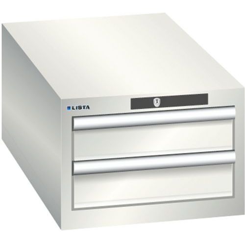 Szafki warsztatowe Lista z szufladami, 2 lub 3 szuflady, 411x725x283 mm - Szafka warsztatowa Lista, 2 szuflady: 2x100mm, 411x725x283 mm, jasnoszary