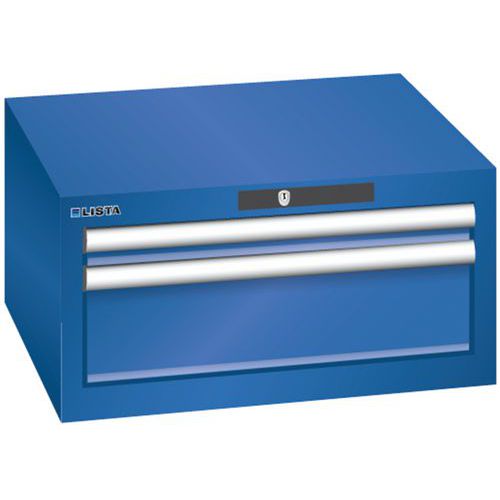 Szafki warsztatowe Lista z szufladami, 2 lub 3 szuflady - Szafka warsztatowa Lista, 2 szuflady: 1x 50 +1x 150 mm, kolor fluorescencyjny niebieski