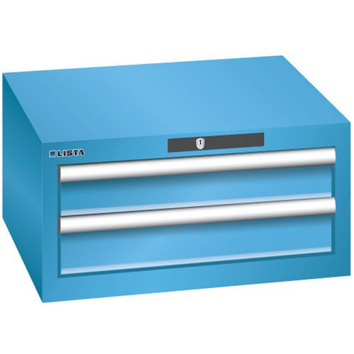 Szafki warsztatowe Lista z szufladami, 2 lub 3 szuflady - Szafka warsztatowa Lista, 2 szuflady: 2x 100 mm, jasnoniebieska