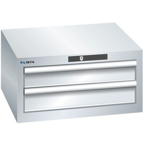 Szafki warsztatowe Lista z szufladami, 2 lub 3 szuflady - Szafka warsztatowa Lista, 2 szuflady: 2x 100 mm, szara