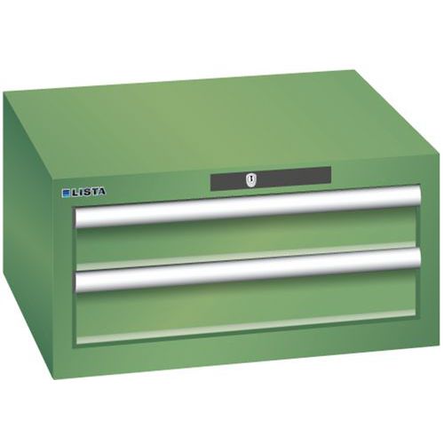 Szafki warsztatowe Lista z szufladami, 2 lub 3 szuflady - Szafka warsztatowa Lista, 2 szuflady: 2x 100 mm, zielona