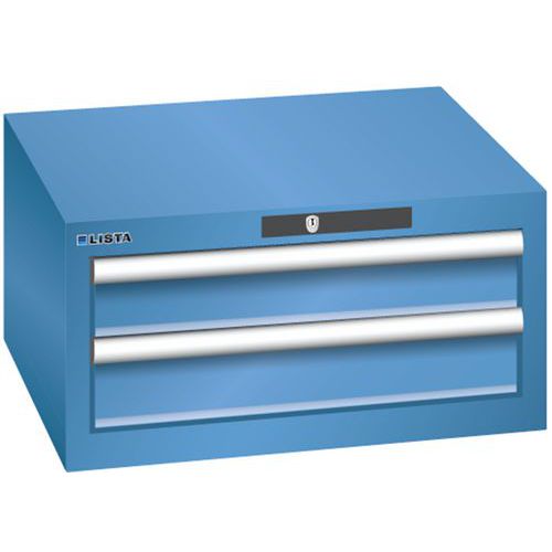 Szafki warsztatowe Lista z szufladami, 2 lub 3 szuflady - Szafka warsztatowa Lista, 2 szuflady: 2x 100 mm, niebieska