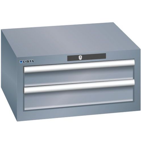 Szafki warsztatowe Lista z szufladami, 2 lub 3 szuflady - Szafka warsztatowa Lista, 2 szuflady: 2x 100 mm, ciemnoszary