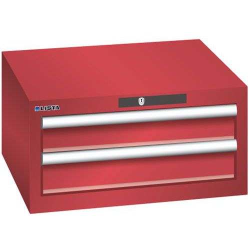 Szafki warsztatowe Lista z szufladami, 2 lub 3 szuflady - Szafka warsztatowa Lista, 2 szuflady: 2x 100 mm, czerwona