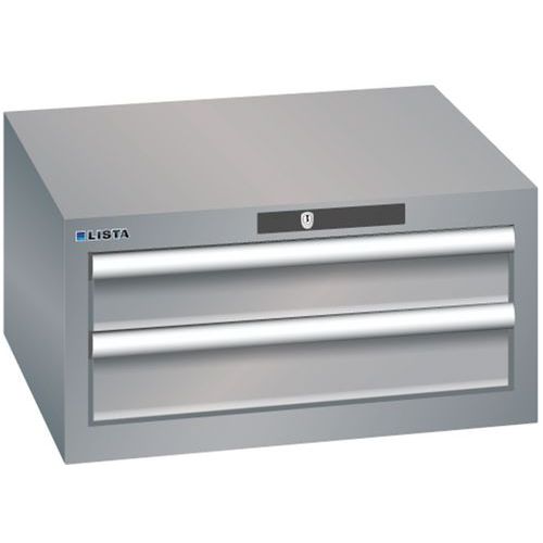 Szafki warsztatowe Lista z szufladami, 2 lub 3 szuflady - Szafka warsztatowa Lista, 2 szuflady: 2 x 100 mm, szaro-srebrna