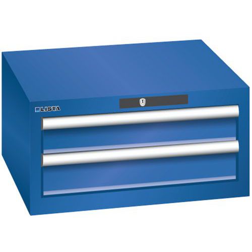 Szafki warsztatowe Lista z szufladami, 2 lub 3 szuflady - Szafka warsztatowa Lista, 2 szuflady: 2x 100 mm, kolor fluorescencyjny niebieski