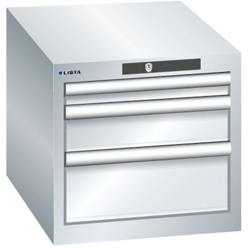 Szafki warsztatowe Lista z szufladami, 3 lub 4 szuflady - Szafka warsztatowa Lista, 3 szuflady - 1 x 50mm + 1 x 100mm + 1 x 150mm, szara