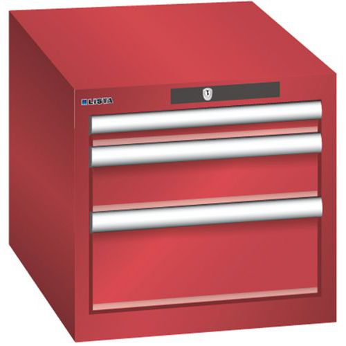 Szafki warsztatowe Lista z szufladami, 3 lub 4 szuflady - Szafka warsztatowa Lista, 3 szuflady - 1 x 50mm + 1 x 100mm + 1 x 150mm, czerwona