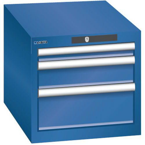 Szafki warsztatowe Lista z szufladami, 3 lub 4 szuflady - Szafka warsztatowa Lista, 3 szuflady - 1 x 50mm + 1 x 100mm + 1 x 150mm, ciemnoniebieska