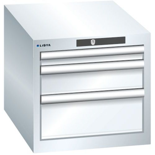 Szafki warsztatowe Lista z szufladami, 3 lub 4 szuflady - Szafka warsztatowa Lista, 3 szuflady - 1 x 50mm + 1 x 100mm + 1 x 150mm, biała