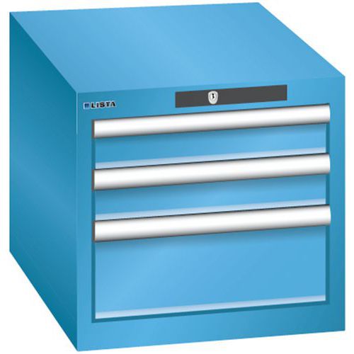 Szafki warsztatowe Lista z szufladami, 3 lub 4 szuflady - Szafka warsztatowa Lista, 3 szuflady – 2x 75mm + 1x 150mm, jasnoniebieska