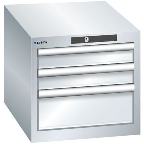 Szafki warsztatowe Lista z szufladami, 3 lub 4 szuflady - Szafka warsztatowa Lista, 3 szuflady – 2x 75mm + 1x 150mm, szara