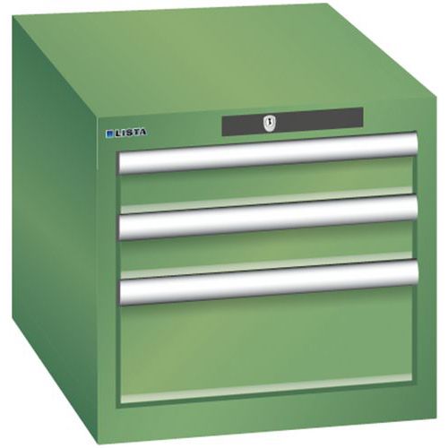 Szafki warsztatowe Lista z szufladami, 3 lub 4 szuflady - Szafka warsztatowa Lista, 3 szuflady – 2x 75mm + 1x 150mm, zielona