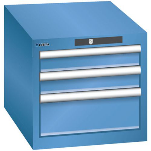Szafki warsztatowe Lista z szufladami, 3 lub 4 szuflady - Szafka warsztatowa Lista, 3 szuflady – 2x 75mm + 1x 150mm, niebieska