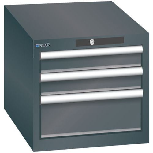 Szafki warsztatowe Lista z szufladami, 3 lub 4 szuflady - Szafka warsztatowa Lista, 3 szuflady – 2x 75mm + 1x 150mm, czarna