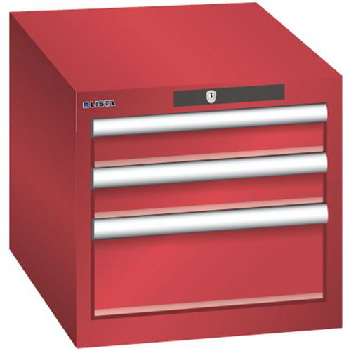 Szafki warsztatowe Lista z szufladami, 3 lub 4 szuflady - Szafka warsztatowa Lista, 3 szuflady – 2x 75mm + 1x 150mm, czerwona