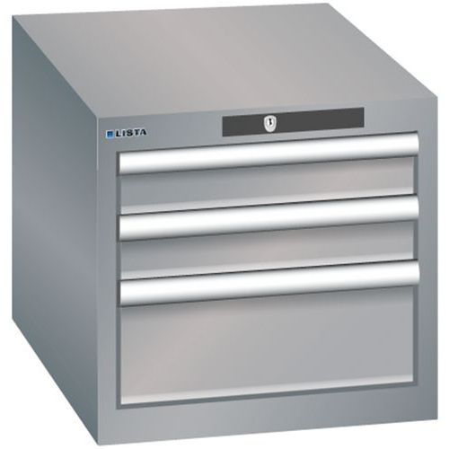 Szafki warsztatowe Lista z szufladami, 3 lub 4 szuflady - Szafka warsztatowa Lista z szufladami, 3 szuflady – 2 x 75 mm + 1 x 150 mm, szaro-srebrna