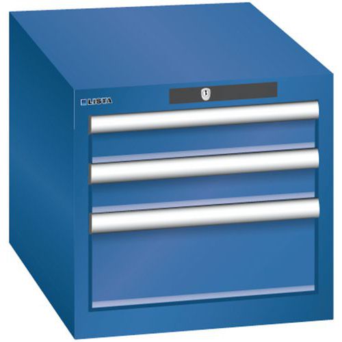 Szafki warsztatowe Lista z szufladami, 3 lub 4 szuflady - Szafka warsztatowa Lista, 3 szuflady – 2x 75mm + 1x 150mm, ciemnoniebieska