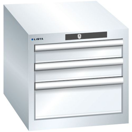 Szafki warsztatowe Lista z szufladami, 3 lub 4 szuflady - Szafka warsztatowa Lista, 3 szuflady – 2x 75mm + 1x 150mm, biała