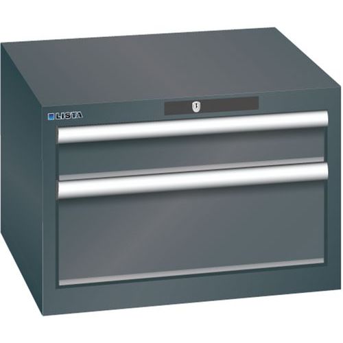Szafki warsztatowe Lista z szufladami, 2, 3 lub 4 szuflady, 564x572x383mm - Szafka warsztatowa Lista, 2 szuflady, 564x572x383mm, czarna