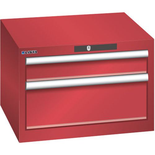 Szafki warsztatowe Lista z szufladami, 2, 3 lub 4 szuflady, 564x572x383mm - Szafka warsztatowa Lista, 2 szuflady, 564x572x383mm, czerwona