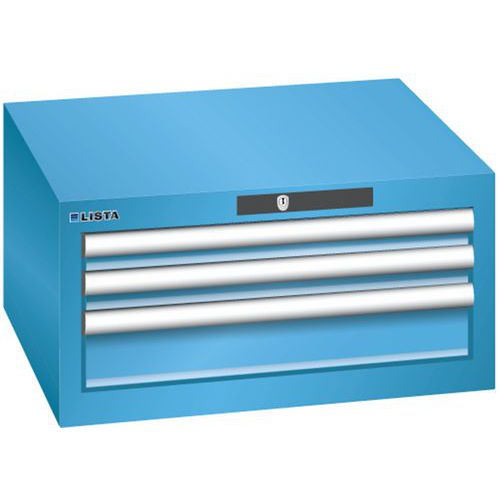 Szafki warsztatowe Lista z szufladami, 2 lub 3 szuflady - Szafka warsztatowa Lista, 3 szuflady: 2x50 + 1x100mm, jasnoniebieska