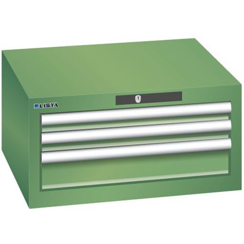 Szafki warsztatowe Lista z szufladami, 2 lub 3 szuflady - Szafka warsztatowa Lista, 3 szuflady: 2x50 + 1x100mm, zielona