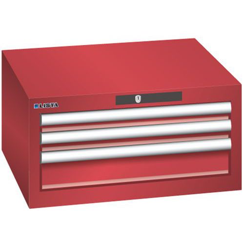 Szafki warsztatowe Lista z szufladami, 2 lub 3 szuflady - Szafka warsztatowa Lista, 3 szuflady: 2x50 + 1x100mm, czerwona