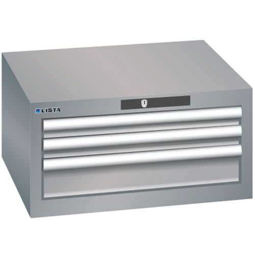 Szafki warsztatowe Lista z szufladami, 2 lub 3 szuflady - Szafka warsztatowa Lista, 3 szuflady: 2x50 + 1x100mm, szaro-srebrna