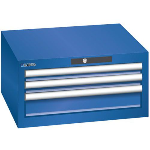 Szafki warsztatowe Lista z szufladami, 2 lub 3 szuflady - Szafka warsztatowa Lista, 3 szuflady: 2x50 + 1x100mm, kolor fluorescencyjny niebieski