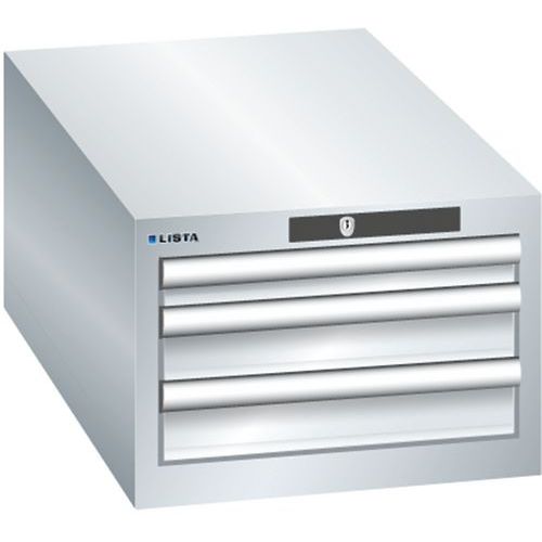 Szafki warsztatowe Lista z szufladami, 2 lub 3 szuflady, 411x725x283 mm - Szafka warsztatowa Lista, 2 szuflady: 2x100mm, 411x725x283 mm, szara