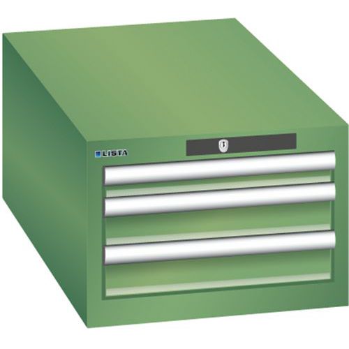 Szafki warsztatowe Lista z szufladami, 2 lub 3 szuflady, 411x725x283 mm - Szafka warsztatowa Lista, 2 szuflady: 2x100mm, 411x725x283 mm, zielona