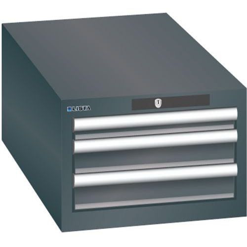 Szafki warsztatowe Lista z szufladami, 2 lub 3 szuflady, 411x725x283 mm - Szafka warsztatowa Lista, 3 szuflady, 411x725x283 mm, czarna