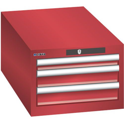 Szafki warsztatowe Lista z szufladami, 2 lub 3 szuflady, 411x725x283 mm - Szafka warsztatowa Lista, 3 szuflady, 411x725x283 mm, czerwona