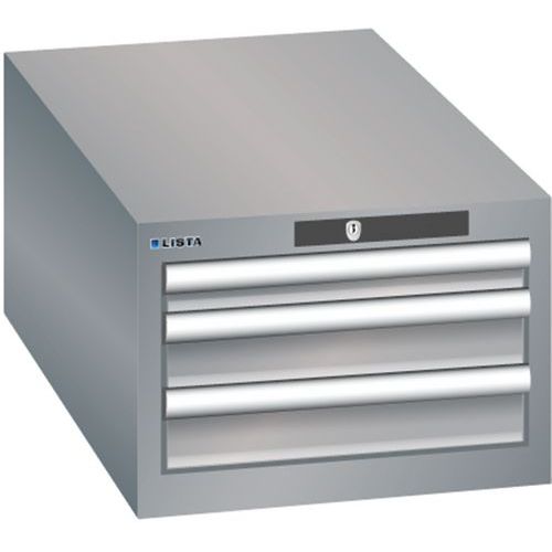 Szafki warsztatowe Lista z szufladami, 2 lub 3 szuflady, 411x725x283 mm - Szafka warsztatowa Lista, 3 szuflady, 411x725x283 mm, szaro-srebrny