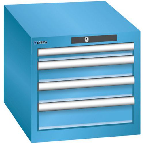 Szafki warsztatowe Lista z szufladami, 3 lub 4 szuflady - Szafka warsztatowa Lista, 4 szuflady, jasnoniebieska