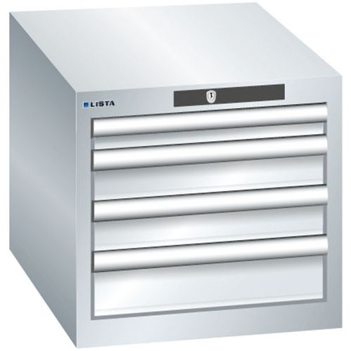 Szafki warsztatowe Lista z szufladami, 3 lub 4 szuflady - Szafka warsztatowa Lista z 4 szufladami, szaro-srebrna