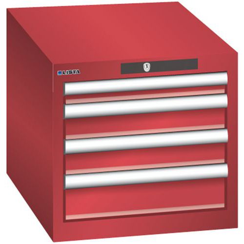 Szafki warsztatowe Lista z szufladami, 3 lub 4 szuflady - Szafka warsztatowa Lista, 4 szuflady, czerwona