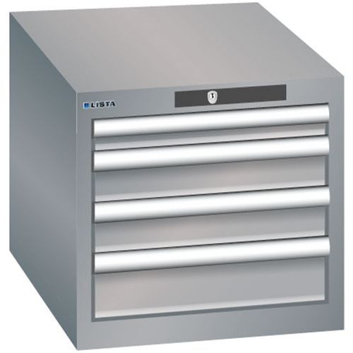 Szafki warsztatowe Lista z szufladami, 3 lub 4 szuflady - Szafka warsztatowa Lista z 4 szufladami, szaro-srebrna