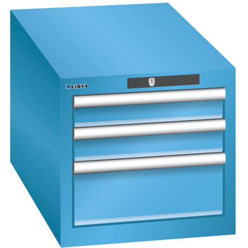Szafki warsztatowe Lista z szufladami, 3 lub 4 szuflady, 411x725x383 mm - Szafka warsztatowa Lista, 3 szuflady: 2x75mm + 1x150mm, 411x725x383 mm, jasn