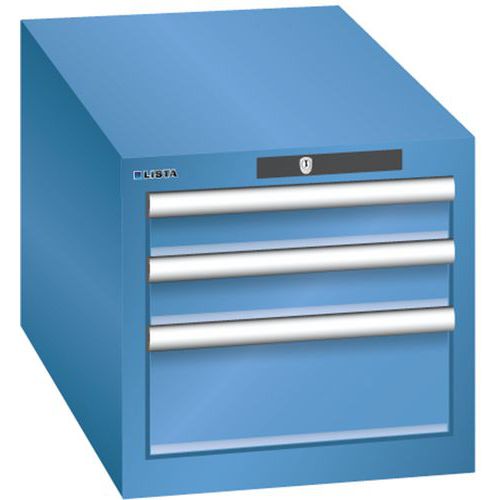 Szafki warsztatowe Lista z szufladami, 3 lub 4 szuflady, 411x725x383 mm - Szafka warsztatowa Lista, 3 szuflady: 2x75mm + 1x150mm, 411x725x383 mm, nieb